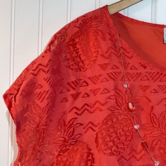 Alfred Dunner Top Women 18P Petite Coral Burnout Over Tank With Attached Chain - Picture 2 of 12